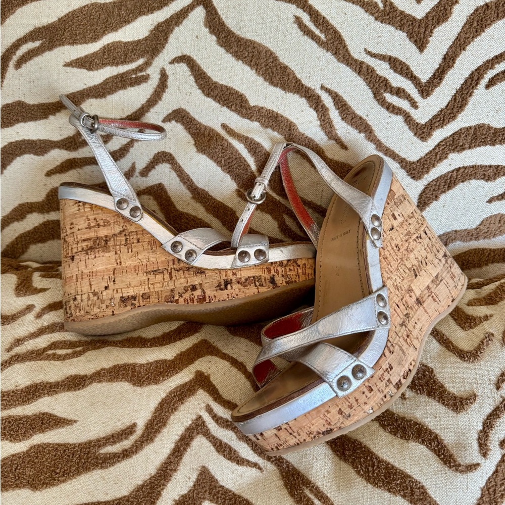 Miu Miu leather cork wedge sandals